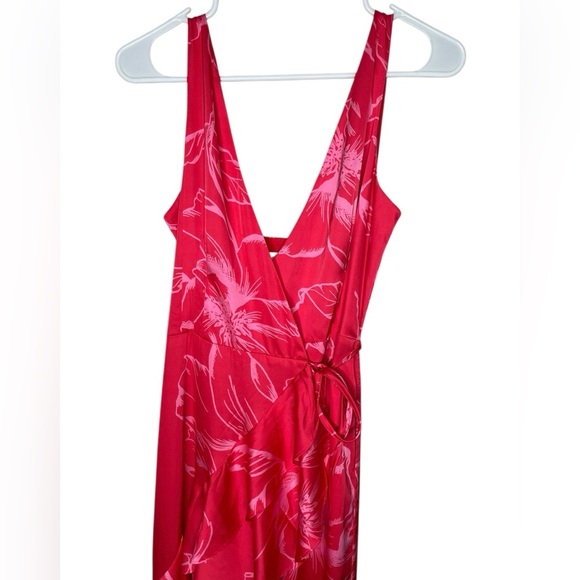 Hutch Anthropologie Ruffle Floral Wrap Dress Size Small In Red Floral Print - Picture 7 of 12